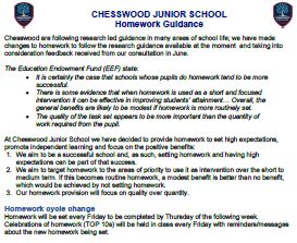 chesswood junior school homework